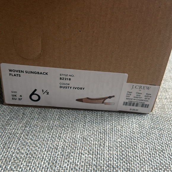 J. Crew Woven Slingback Flats color Dusty Ivory size 6 1/2 - Picture 8 of 8